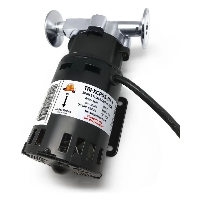 CHUGGER PUMP® TRI-XCPSS-IN-1 Tri-Clover X-Dry Inline Inlet Model, Tri-Clamp Fittings, Top Angle. - view 5