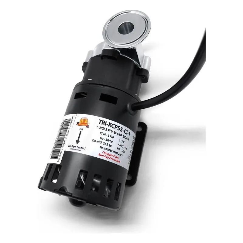 CHUGGER PUMP® TRI-XCPSS-CI-1 Tri-Clover X-Dry Center Inlet Model, Tri-Clamp Fittings Top Angle - view 5