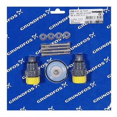 Grundfos 97751491 Dosing Pump Kits, Kit, Valve / Diaphragm SD-M-PVC/E/C-1 Chemical Metering Pumps Replacement Parts