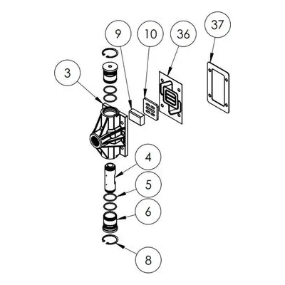 111250 FTI Air Operated Double Diaphragm Pump Accessories. 1.5 & 2" Pump Air End Kits & Valve Replacement Kits.