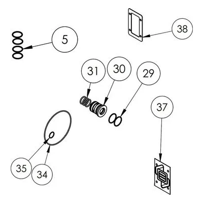 109708 FTI Air Operated Double Diaphragm Pump Accessories. 3" AIR END KIT FOR PLASTIC VALVES.
