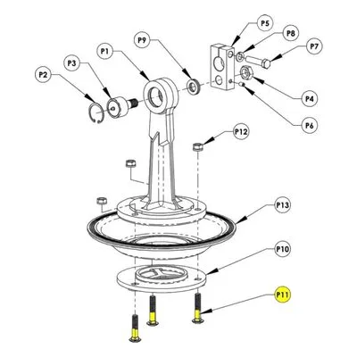 AMT Pump Repair Part 3350-011-90, SPECIAL 3 PC BOLT KIT DIAPHRAGM RETAINER PLATE Plunger Assembly