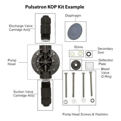 PulsaTron Pumps K2KTCJ KOP Pump Repair Kits, KOPKIT K2 PVD/TFE/CDBL .38T . By IDEX Corporation.